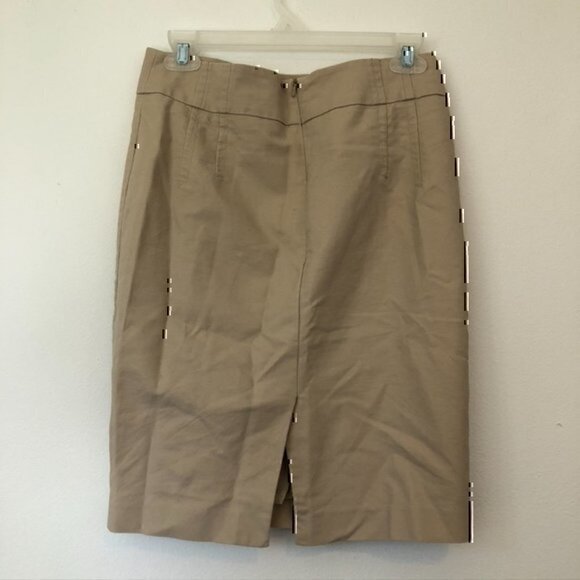 MEXX Solid Tan Beige Straight Pencil Work Cotton Knee Length Skirt UK 10 / US 6 - Picture 7 of 11